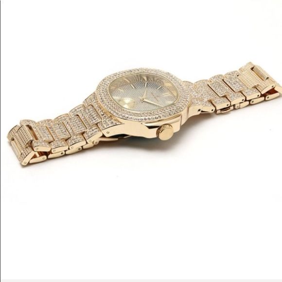 Iced out Men's Gold Watch PT Square Hip Hop NEW - Picture 2 of 4